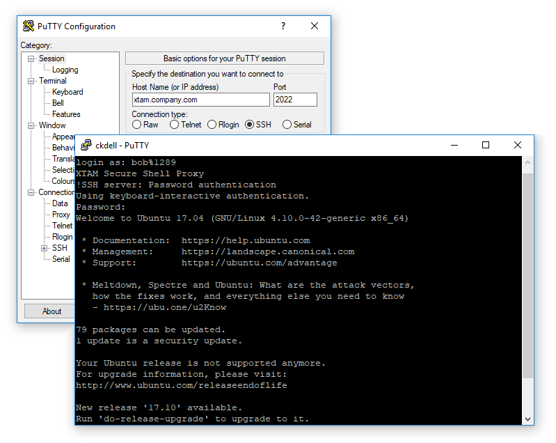 FAQ-XTAM-PAM-SSH-Connection-PuTTY
