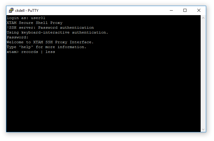 XTAM-SSH-Proxy-Interface-Less-Command